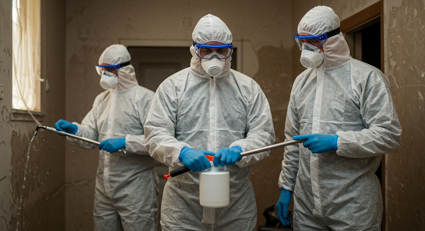 Emergency cleaning professionals in Westerville, OH, performing biohazard cleanup.